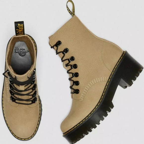 Doc Martens Tan Nubuck Leather Platform Boots Sz 39 Womens 8 - Picture 7 of 10